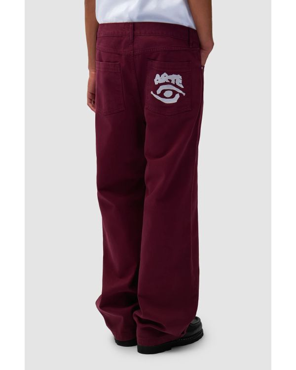 PANTALON GRAPHIQUE À POCHE ARRIÈRE BORDEAUX