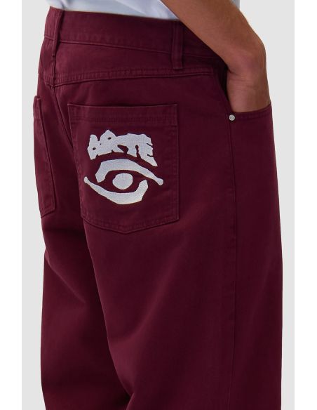 PANTALON GRAPHIQUE À POCHE ARRIÈRE BORDEAUX