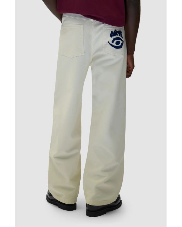 PANTALON GRAPHIQUE À POCHE ARRIÈRE CRÈME