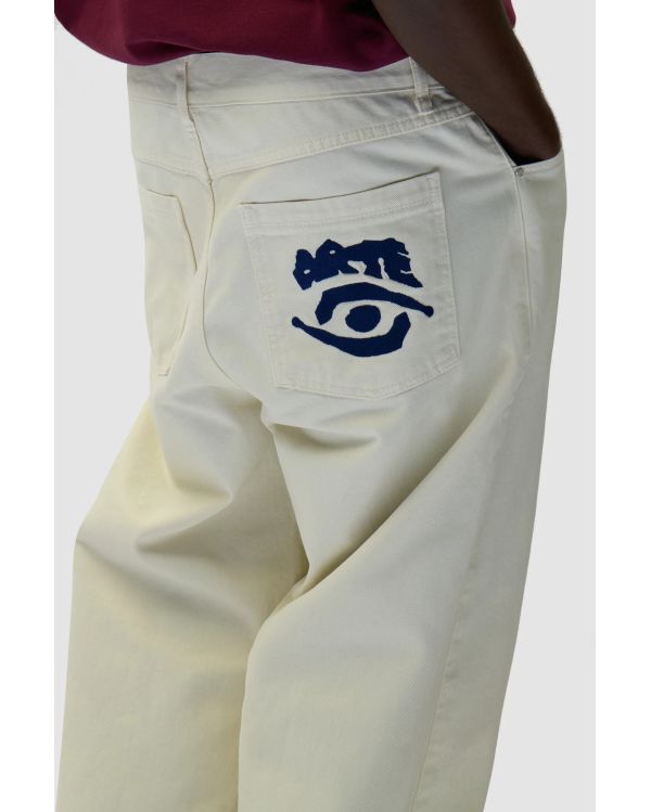 PANTALON GRAPHIQUE À POCHE ARRIÈRE CRÈME