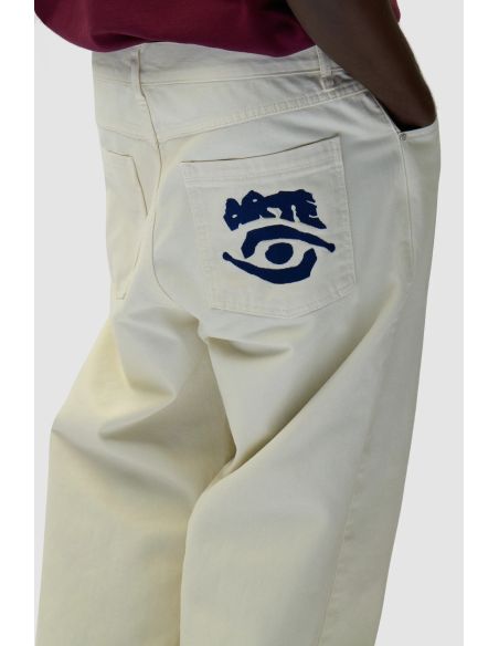PANTALON GRAPHIQUE À POCHE ARRIÈRE CRÈME