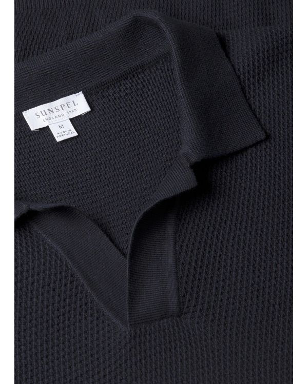 COMPACT MESH KNIT POLO SHIRT NAVY