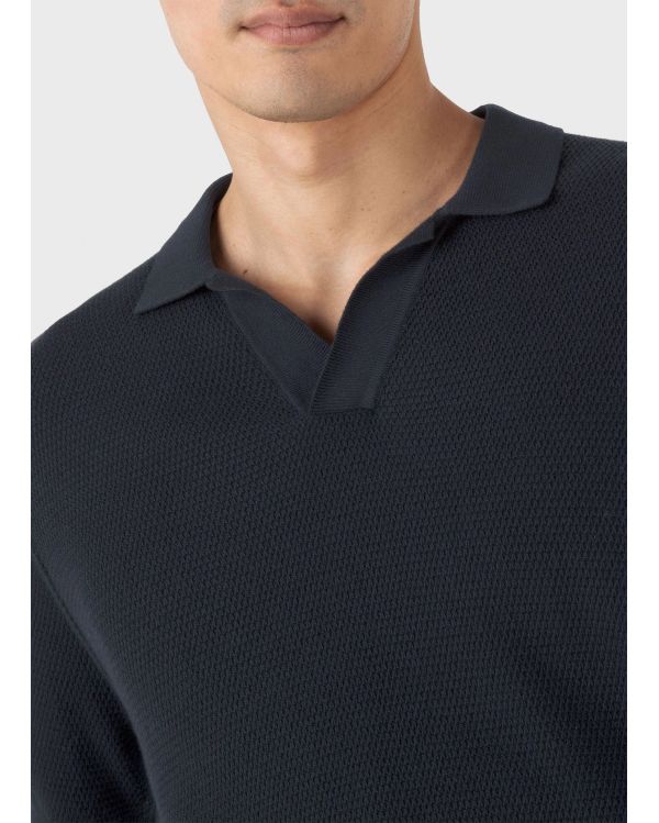 POLO EN MAILLE FILET COMPACT BLEU MARINE