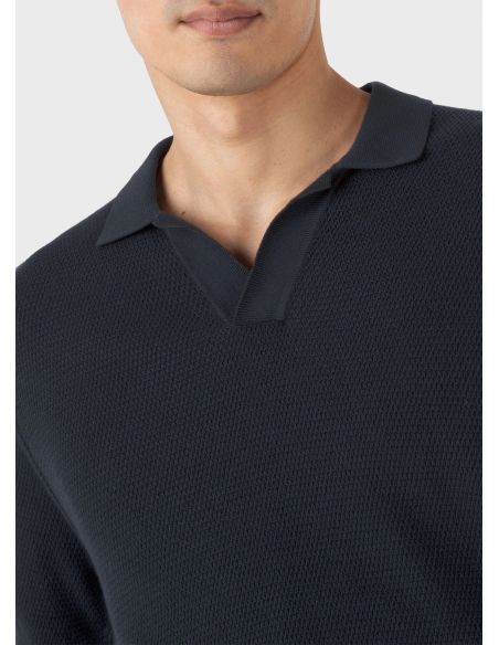 POLO EN MAILLE FILET COMPACT BLEU MARINE