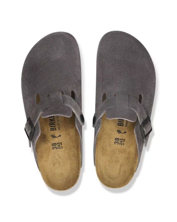 GREY VELVET BOSTON MULES MEN'S