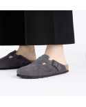 MULES BOSTON FEMME VELOURS GRIS