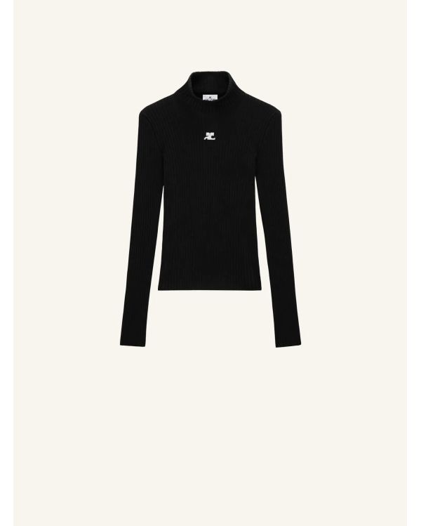 SWEATER MOCKNECK REEDITION RIB KNIT BLACK