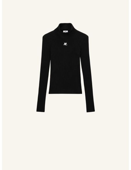 PULL À COL MONTANT REEDITION RIB KNIT NOIR