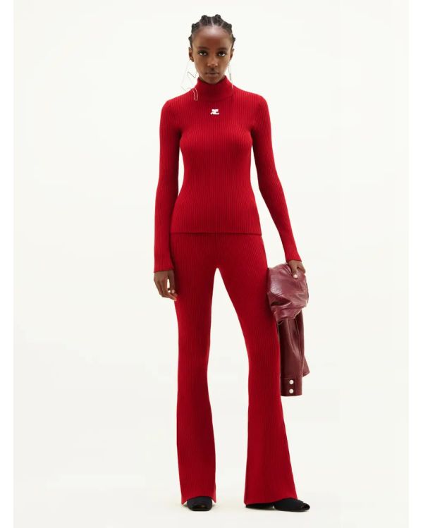 SWEATER MOCKNECK REEDITION RIB KNIT RED