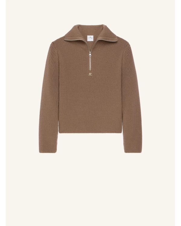 PULL RIBBED WOOL TRUCKER MOCHA