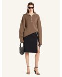 PULL RIBBED WOOL TRUCKER MOCHA