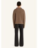 SWEATER RIBBED WOOL TRUCKER MOCHA