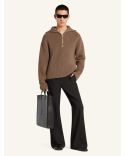 PULL RIBBED WOOL TRUCKER MOCHA