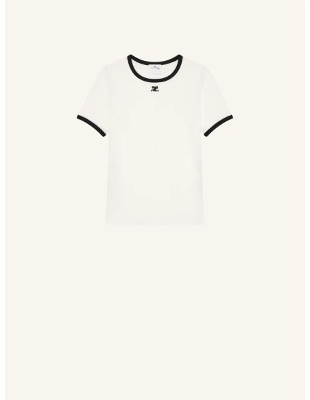 TSHIRT SIGNATURE CONTRAST BLANC HERITAGE/NOIR
