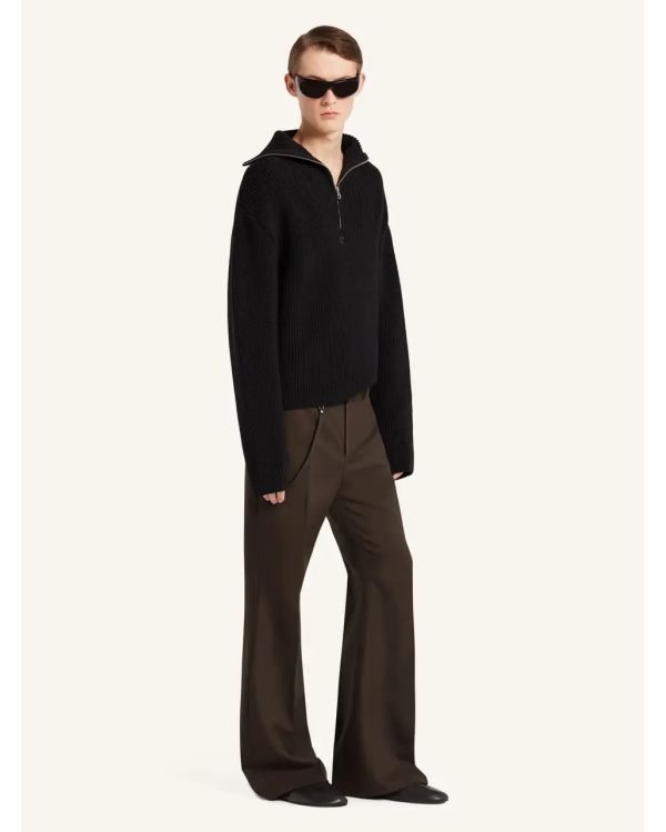 SWEATER RIBBED WOOL TRICKER BLACK