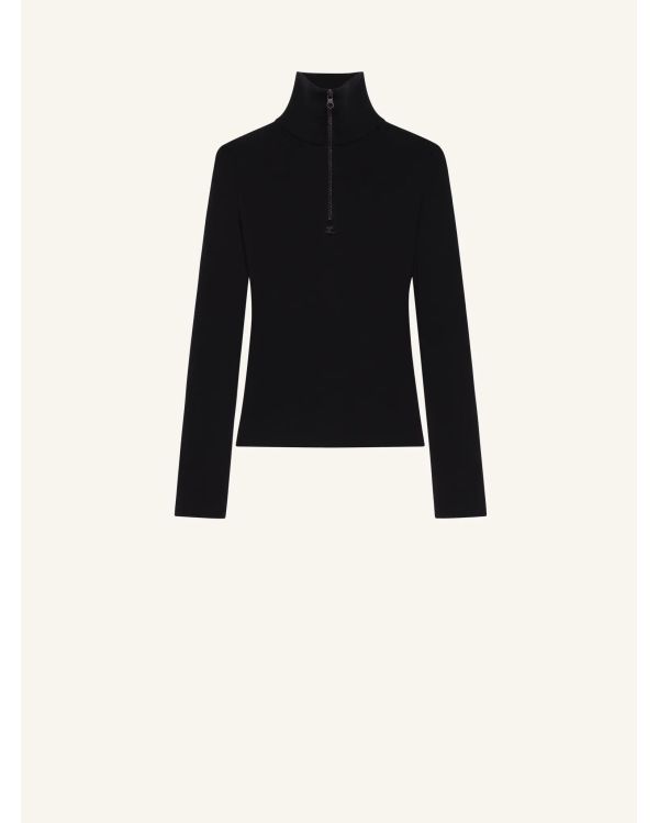 SWEATER ZIPPED MOCKNECK BLACK