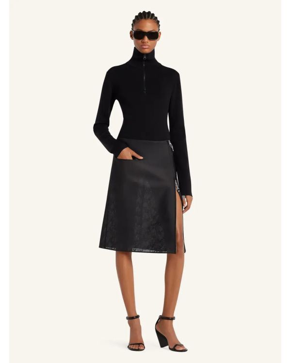 SWEATER ZIPPED MOCKNECK BLACK