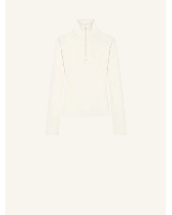 SWEATER ZIPPED MOCKNECK HERITAGE WHITE