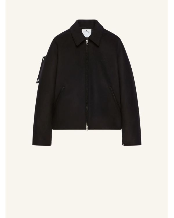 VESTE BOMBER EMBROIDERED WOOL NOIR