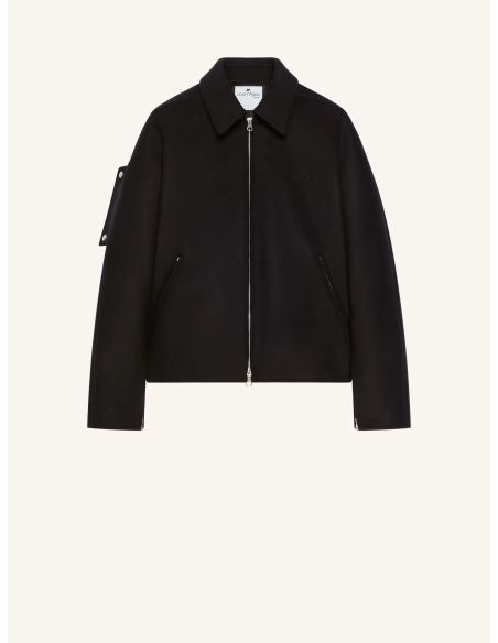 BOMBER JACKET EMBROIDERED WOOL BLACK
