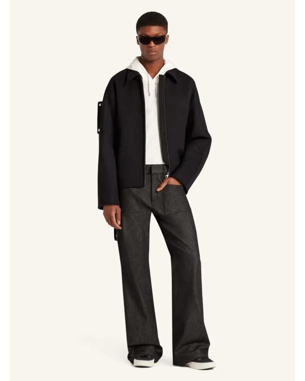 BOMBER JACKET EMBROIDERED WOOL BLACK