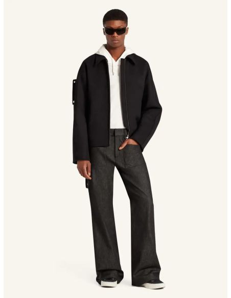 VESTE BOMBER EMBROIDERED WOOL NOIR