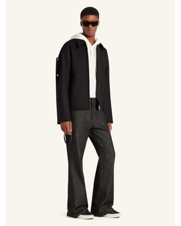 VESTE BOMBER EMBROIDERED WOOL NOIR