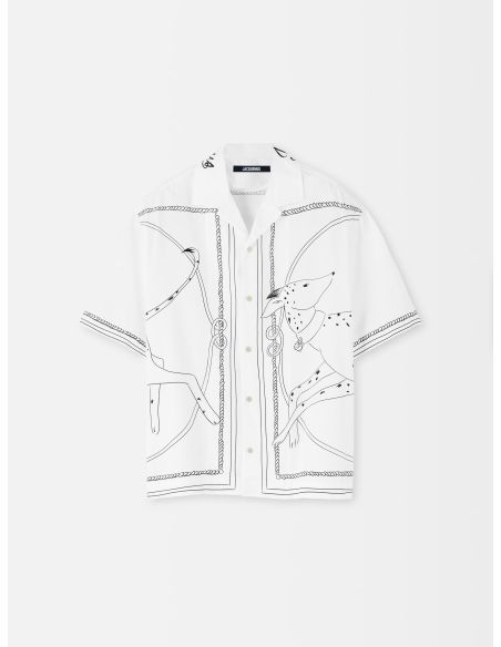 LA CHEMISE JEAN PRINT DOG BLANC/NOIR