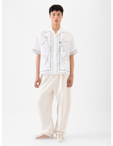 THE WHITE/BLACK DOG PRINT DENIM SHIRT