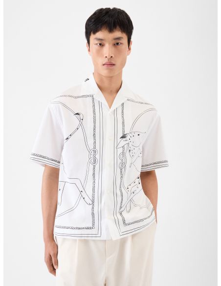 THE WHITE/BLACK DOG PRINT DENIM SHIRT