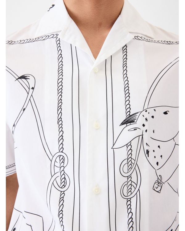 THE WHITE/BLACK DOG PRINT DENIM SHIRT
