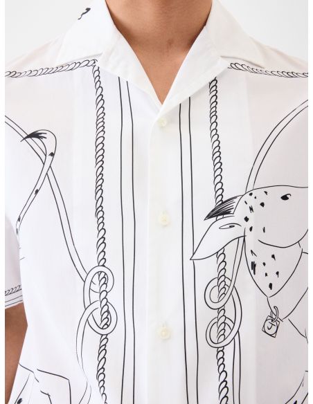 LA CHEMISE JEAN PRINT DOG BLANC/NOIR