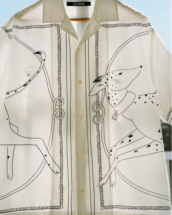 THE WHITE/BLACK DOG PRINT DENIM SHIRT