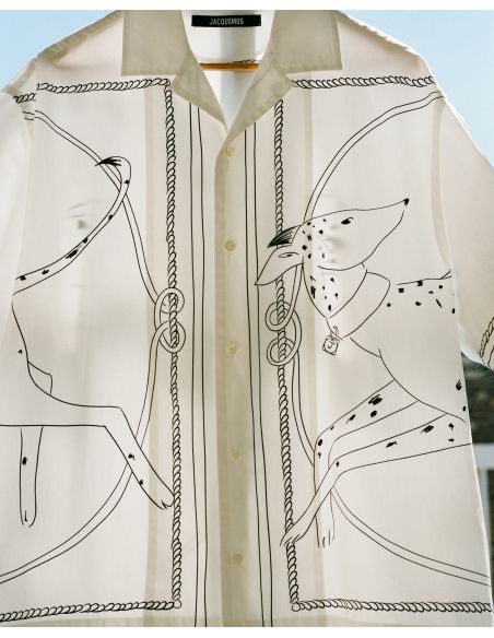 THE WHITE/BLACK DOG PRINT DENIM SHIRT
