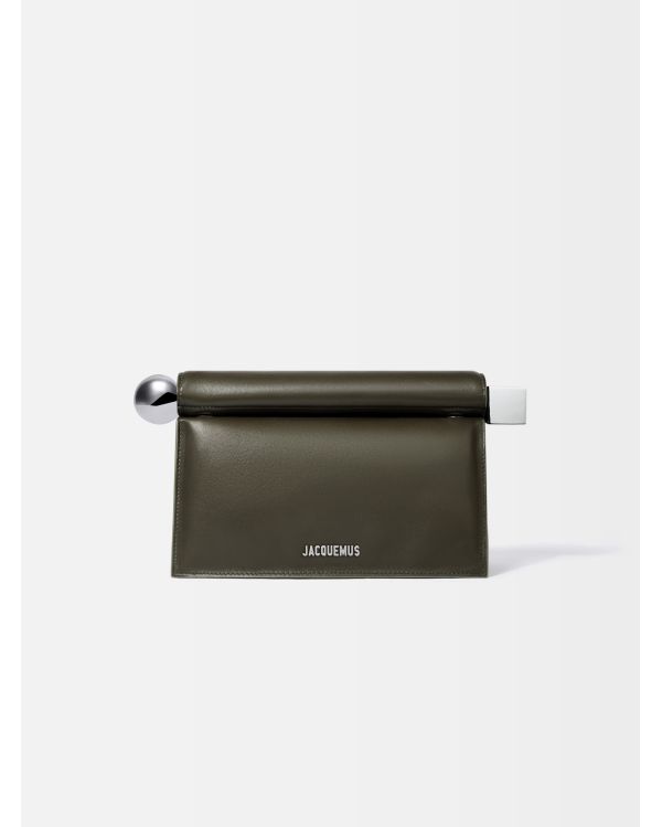 THE DARK KHAKI ROUND SQUARE CLUTCH BAG