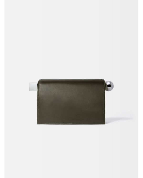 THE DARK KHAKI ROUND SQUARE CLUTCH BAG