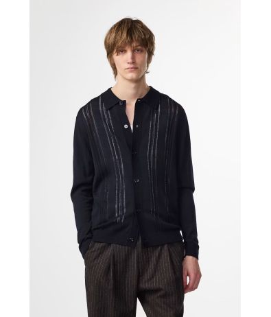 THOR DEEP NAVY LIGHTWEIGHT POLO CARDIGAN - NN07 | Chez Maman Rouen