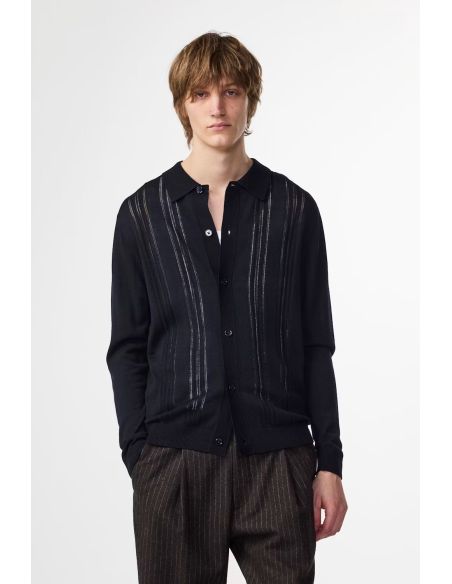 THOR DEEP NAVY LIGHTWEIGHT POLO CARDIGAN