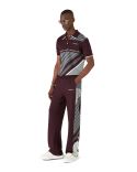 MERINO WOOL DIAGONAL TENNIS POLO IN BURGUNDY