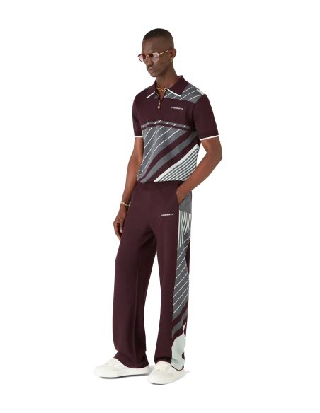 MERINO WOOL DIAGONAL TENNIS POLO IN BURGUNDY