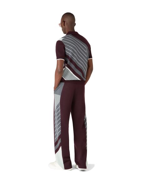 POLO DE TENNIS EN LAINE MÉRINOS DIAGONALE BORDEAUX