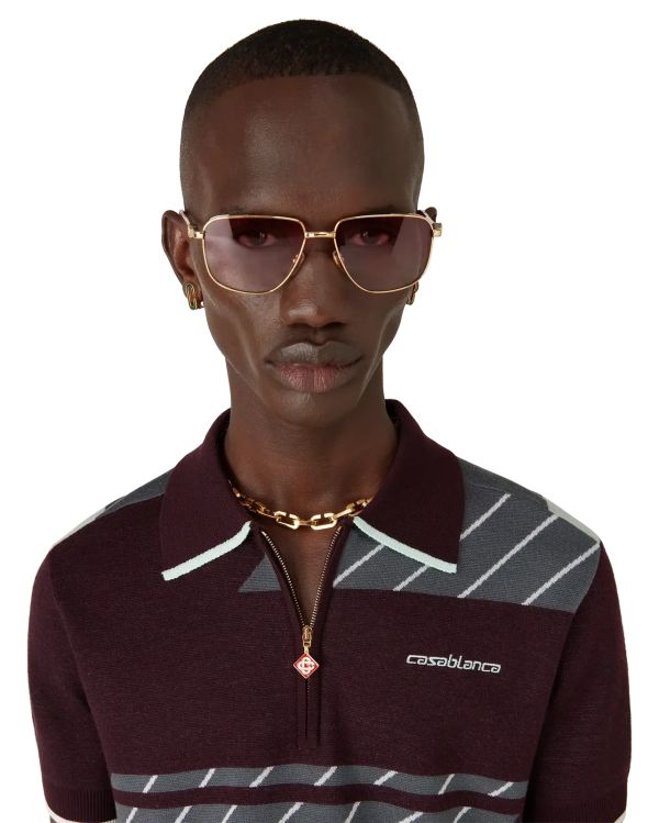 MERINO WOOL DIAGONAL TENNIS POLO IN BURGUNDY