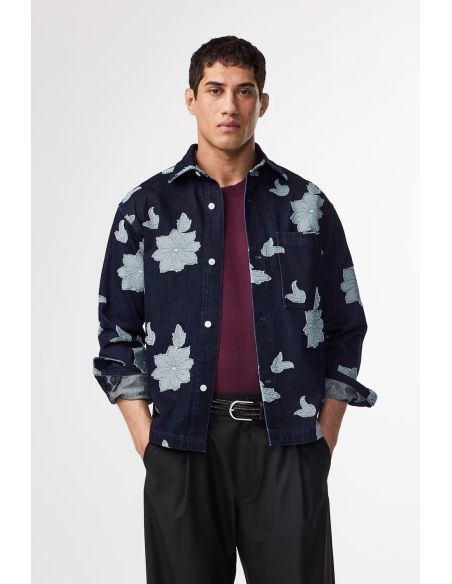 ADWIN FIL-COUPÉ JACQUARD BLUE DENIM SHIRT