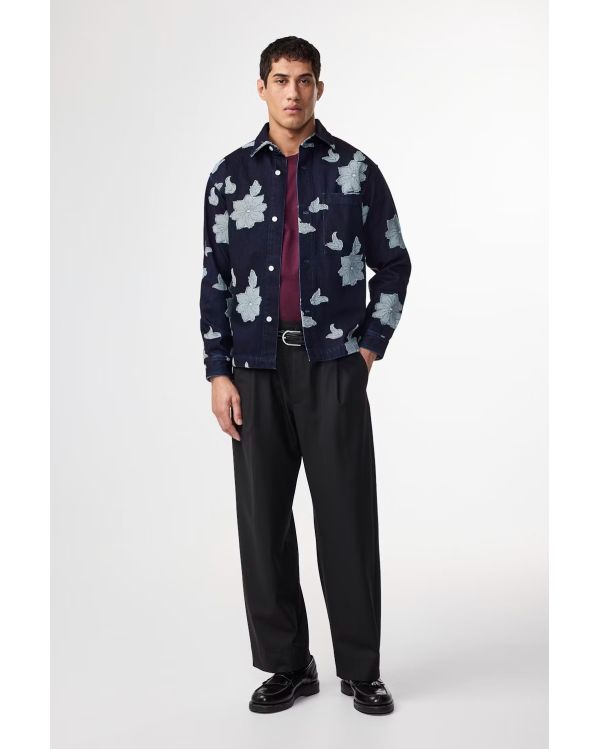 CHEMISE ADWIN FIL-COUPÉ JACQUARD BLEU JEAN 2
