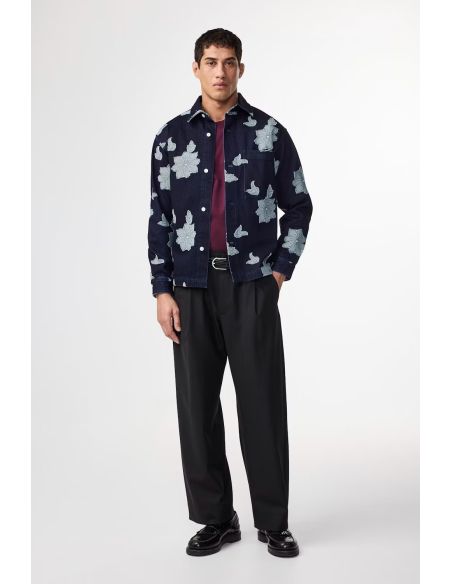 CHEMISE ADWIN FIL-COUPÉ JACQUARD BLEU JEAN