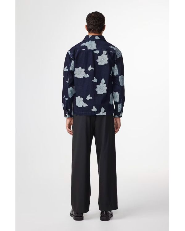 CHEMISE ADWIN FIL-COUPÉ JACQUARD BLEU JEAN