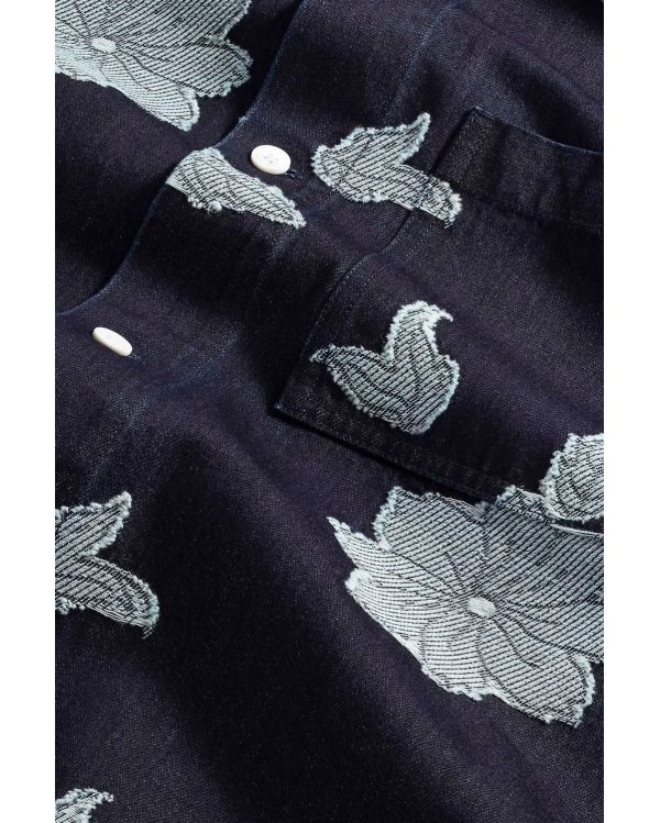 CHEMISE ADWIN FIL-COUPÉ JACQUARD BLEU JEAN
