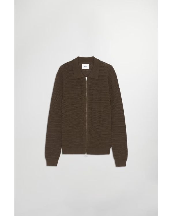 PULL GUSTAV LS ZIP BRUN FONCÉ
