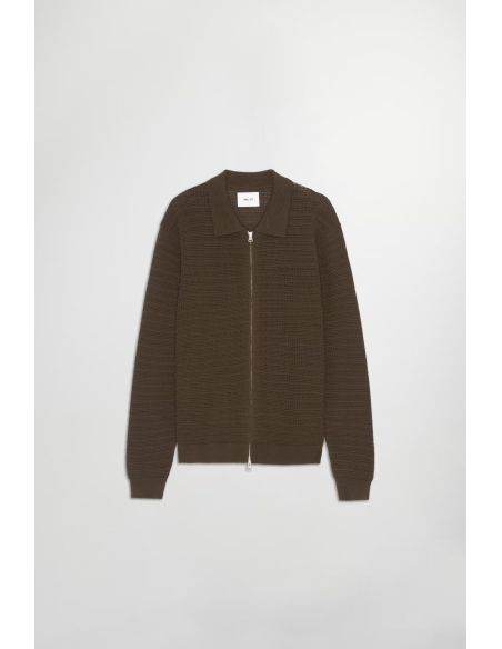 PULL GUSTAV LS ZIP BRUN FONCÉ