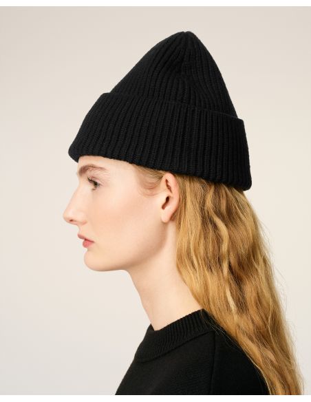 BONNET AMI DE COEUR EN LAINE NOIR